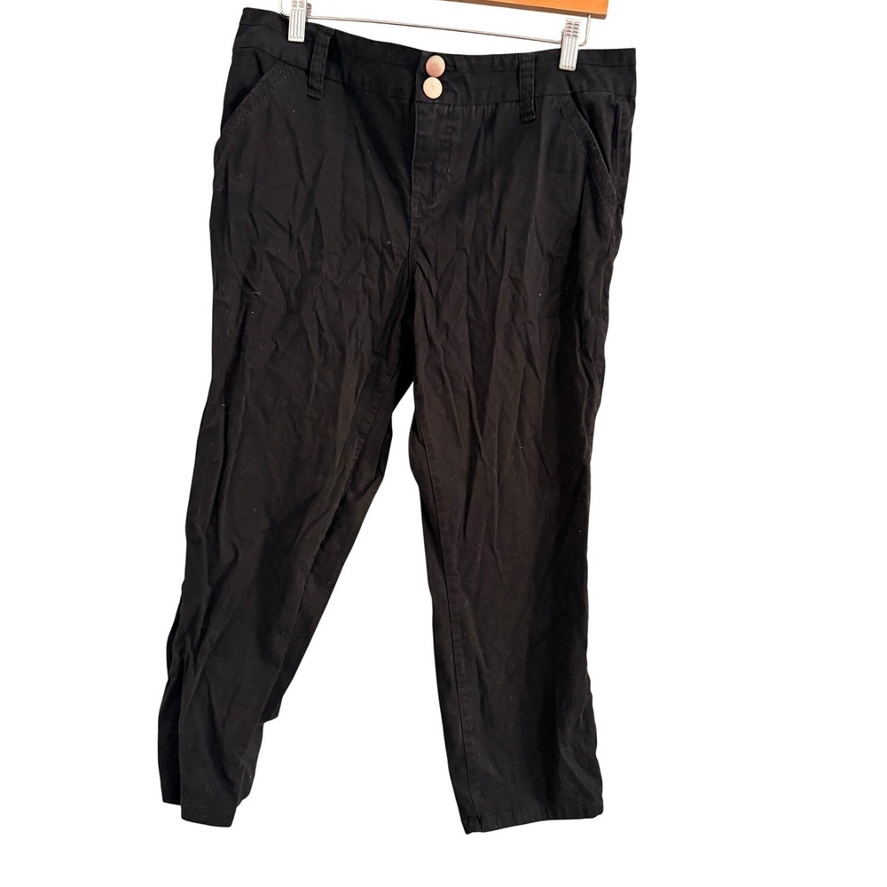 BKE Chino Pants Womens‎ 31 Black Straight Leg Double Button Stretch Cotton
